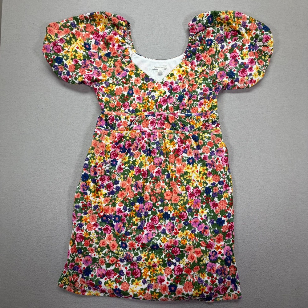 Cato Womens Dress Regular Fit Multi Color Floral Puff Sleeve Empire Waist M
